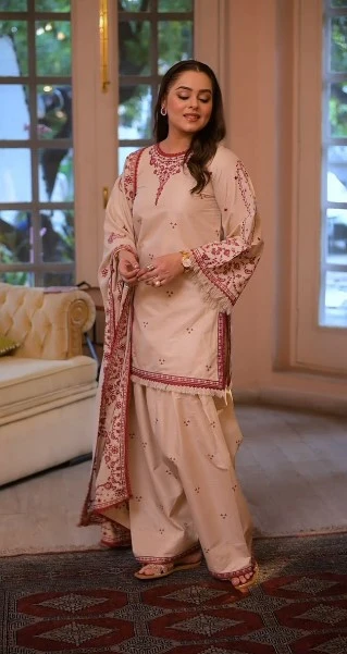 ANEELAS UNSTITCH DHANAK 3PC SUIT V46