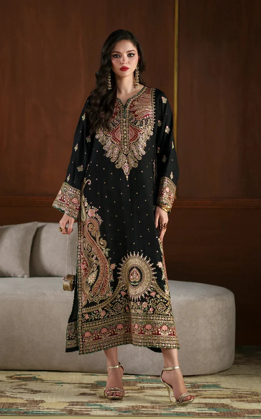 ETHNIC - Luxury Raw Silk Embroidered Unstitched 3PC v738
